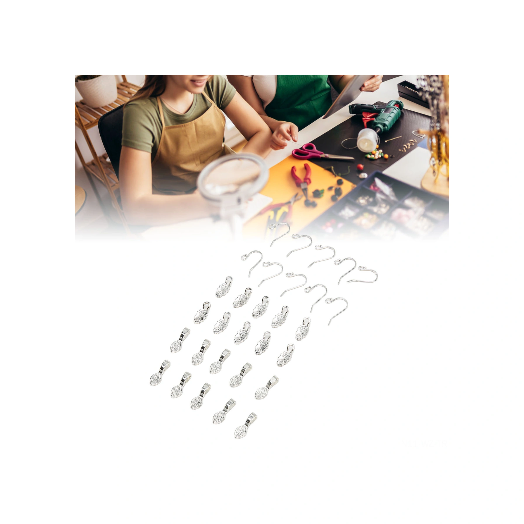 Wezone S925 Gümüş Küpe Kanca Ve Takı Parçaları Seti - 30 Adet Dıy Mücevher Aksesuarı 10 Kanca + 20 Takı Parçası Diğer