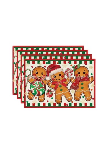 4/6/8 Adet Noel Kardan Adamı Amerikan Servisleri Keten Kaymaz Masa Örtüleri Dikdörtgen Elde Yıkanabilir Yemek Masası Mutfak Ev Dekoru İçin 4,4 Adet-32x42 Cm Diğer