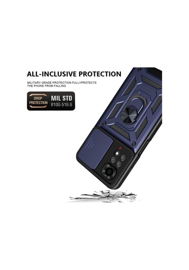 Xiaomi Redmi Note 11 Pro 4g Kılıf Kamera Koruma Sürgülü Antishock Magnetic Yüzüklü Standlı Kapak