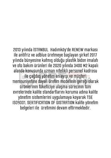Renew Parfümlü Antifrizli Konsantre Oto Cam Suyu -22 Derece 5 Lt