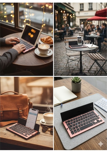 Brivona Katlanabilir Bluetooth Klavye Telefon/tablet Standlı Taşınabilir