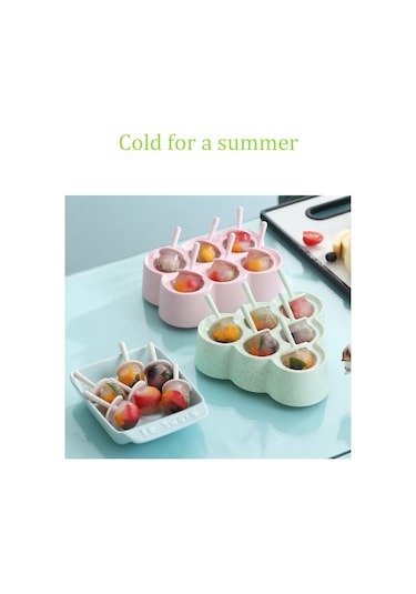 Ranyeek Evde Çocuklar İçin Buğday Şekilli Dondurma Kalıbı - Evde Yapım Buz Küpü Aleti - Kolay Kullanım - Pembe/yeşil/bej Renk Seçeneği Çok Renkli