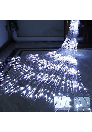 Soulader Led Şelale Işığı Dekoratif Aydınlatma Meteor Yağmuru Efekti Dize Ampul İçin Bahçe Balkon Parti Süs Beyaz