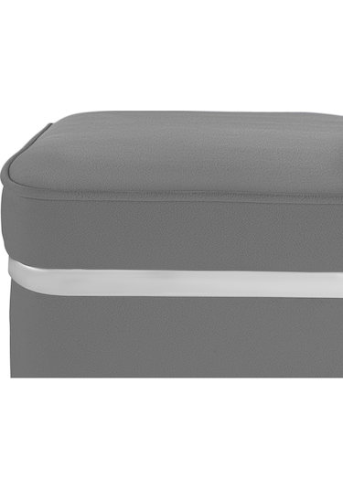 Zengo Silver Twin Line Kare Puf -gri Kumaş, Dekoratif Makyaj Masası Pufu-modern Style