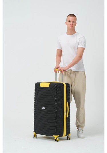 Keo-plus Siyah-sarı Büyük Boy Silikon Kırılmaz Pp Valiz Siyah - Sarı