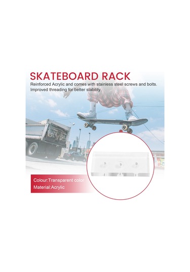 Duvara Monte Güverte Ekranı Lüks Kaykay Depolama Tutucu Rafı Şeffaf Renk Çok Renkli