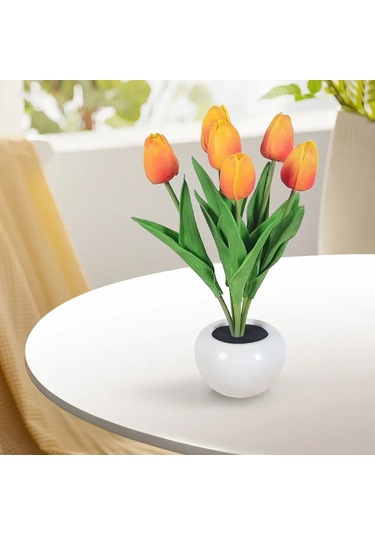 Qingmipy Enerji Tasarruflu Gece Lambası: Çiçek Bonsai Tasarımı, Mekanik Anahtarlı, 3v Güç Kaynağı Sarı