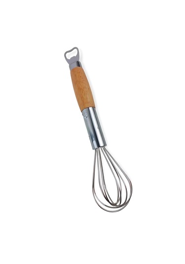 Dekorasyaa Ahşap Saplı Açacaklı Çırpıcı 304 Paslanmaz Çelik Yumurta Ve Sos Çırpıcı Çırpma Teli 31cm Çelik