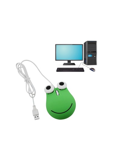 Xindoker Yeşil Kurbağa Desenli Ergonomik Kablolu Fare - Keskin Optik Takip, Konforlu Tutuş, Bilgisayar Ve Dizüstü Uyumlu