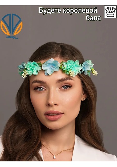 Ahouseall Kadınlar Ve Çocuklar İçin Parlak Çiçekli Taç 219515337 Turkuaz