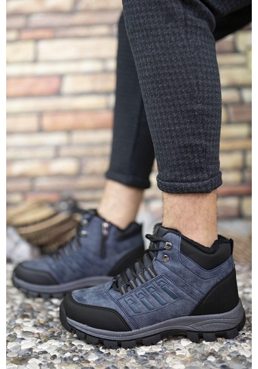 X-step X6 Lacivert Termal Kürklü Kışlık Erkek Bot Ayakkabı 001