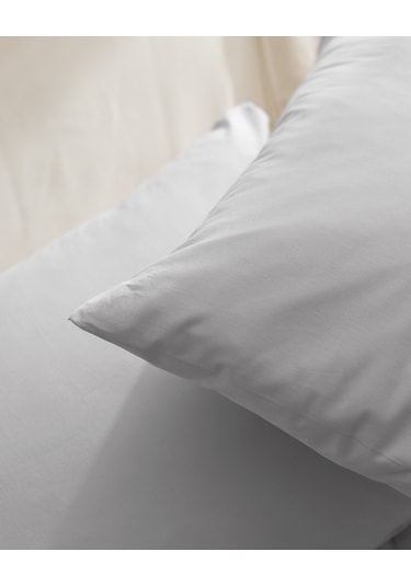 Madame Coco Manon %100 Pamuk Ranforce Düz 2'li Yastık Kılıfı Seti - Gri Gri