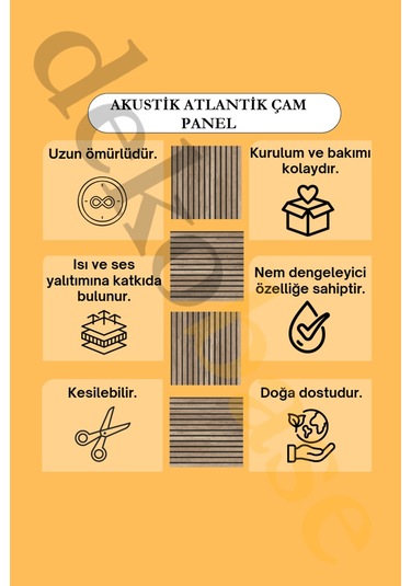 Atlantik Çam 40x40cm Yeni Nesil Akustik Ahşap Duvar Paneli