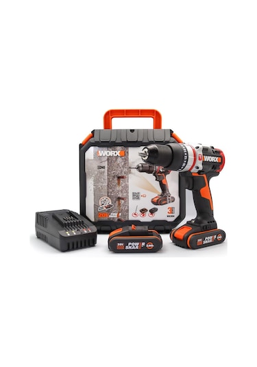 Worx WX354 20Volt 2.0Ah Li-ion Çift Akülü Kömürsüz Profesyonel Darbeli Matkap Vidalama