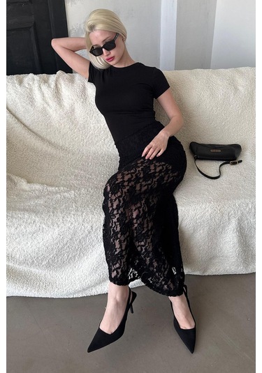 Madmext Madmext Siyah Dantel Kadın Etek Mg2338 Siyah