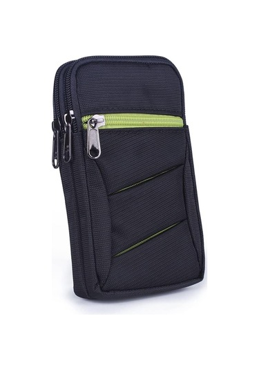 Bel Çantası Erkek Naylon Haberci Çantası Omuz Askısı Bel Çantası Kancası Bel Çantası Cep Telefonu Kılıfı Koruyucu Kılıf D Siyah