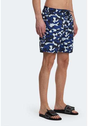 Slazenger REQUIRE IN Erkek Cepli Deniz Şortu Mavi Kamuflaj Mayo