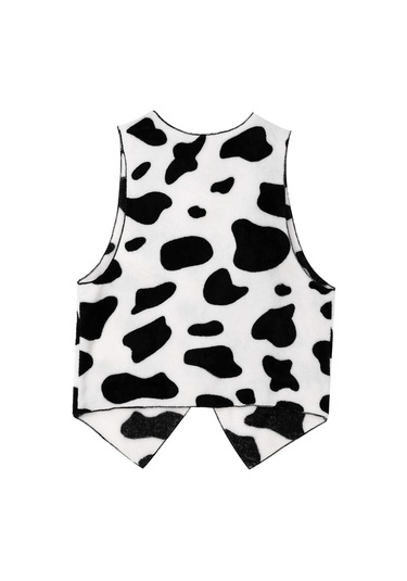 Kolsuz Yelek Siyah Ve Beyaz İnek Baskılı Flanel Yelek Erkekler İçin Tops Cosplay Kostüm Siyah