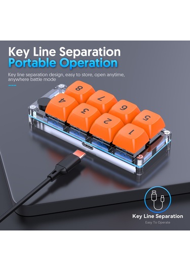 Mkespn Kısım Makro Tanımlı Kablosuz Küçük Klavye Tek Eliyle Oyun Klavyesi Saydam