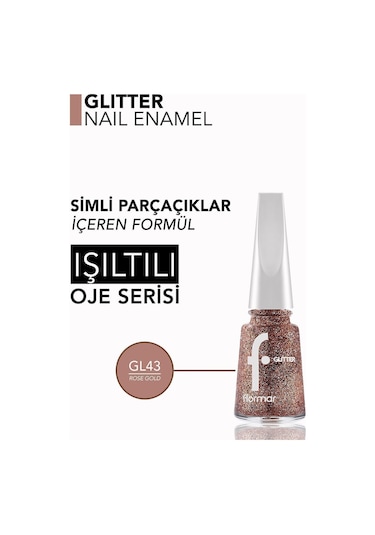 Flormar Glitter Yarı Transparan Parlak Bitişli Simli Oje GL43