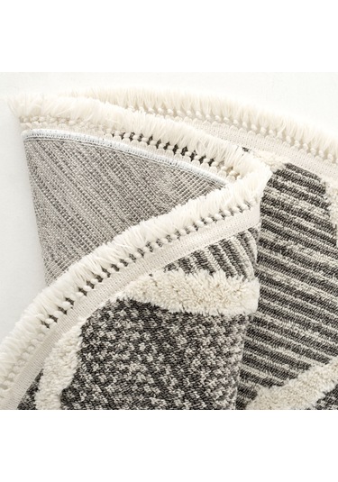 Cool Halı Sakura 2202 Gri Hav Toz Vermez Etnik Desenli Modern Bukleli Yuvarlak Salon Halısı