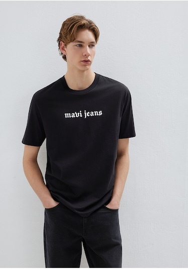 Mavi - Mavi Jeans Baskılı Siyah Tişört 0613201-900 Siyah