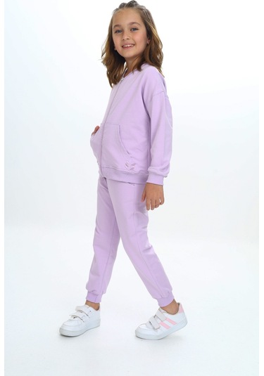 Toontoy Kız Çocuk Damla Nakışlı Eşofman Takım Lila