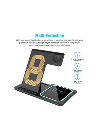 Maiyame Kablosuz Şarj Cihazı 3'ü 1 Arada Kablosuz Şarj Pedi Qi 15 W Hızlı Kablosuz Şarj İstasyonu