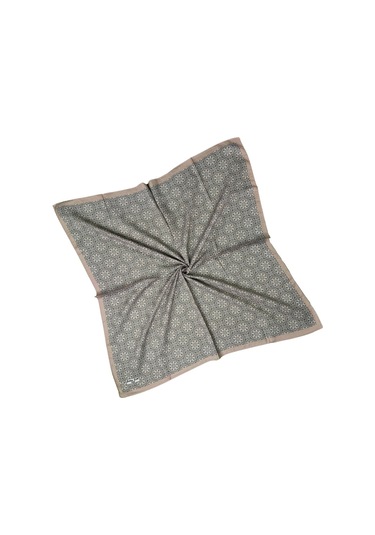 Ebruli Pamuklu Etnik Desenli Soft Eşarp 90x90 Cm Taş
