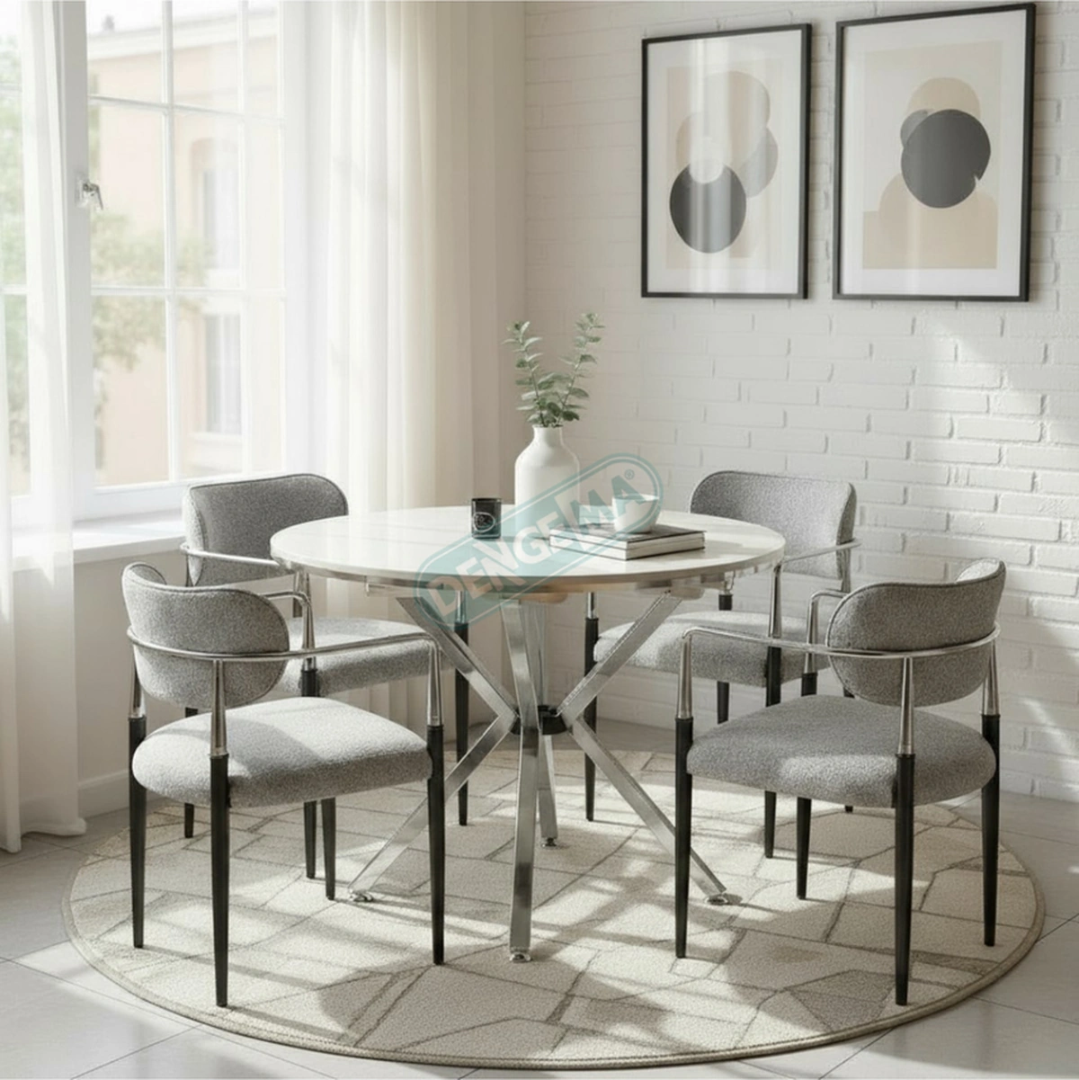 Dengema Zenit Plus Açılır Yuvarlak Masa Takımı Beyaz Mermer Krom Ayak Ø120 160 Cm, 4 Sandalye Beyaz Mermer - Krom Ayak Dengema Zenit Plus Açılır Yuvarlak Masa Takımı Beyaz Mermer Krom Ayak Ø120 160 Cm, 4 Sandalye Beyaz Mermer - Krom Ayak