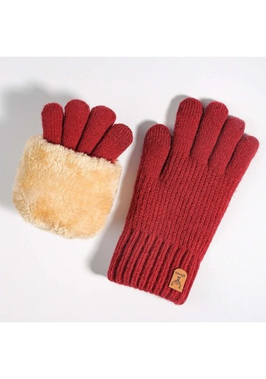 Elmpaly Kırmızı Dokunmatik Ekranlı Kışlık Termal Bisiklet Ve Doğa Yürüyüşü Eldiveni Kırmızı