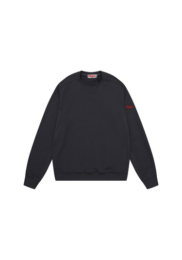 Unisex Çift Yuvarlak Yakalı Sweatshirt Koyu Gri