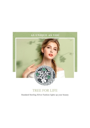 Fastbuy Hayat Ağacı Boncuklu S925 Ayar Gümüş Elmas Kolye, Çok Renkli Boncuk Zinciri Aksesuar Çok Renkli