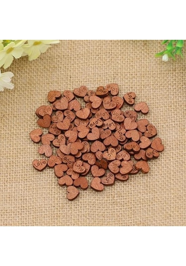 100 Adet Ahşap Aşk Kalp Düğmesi Düğün Masa Dağılımı Konfeti Dekorasyon El Sanatları Love Letter