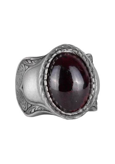 Doğal Taş Yüzük, 925 Ayar Gümüş Yüzük, Cabochon Garnet Gümüş