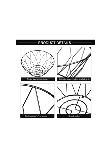 Yuntech01 Kahverengi Karbon Çelik Mutfak Meyve Sepeti - Ev Dekorasyonu, Atıştırmalık Depolama, Masaüstü Organizer Siyah