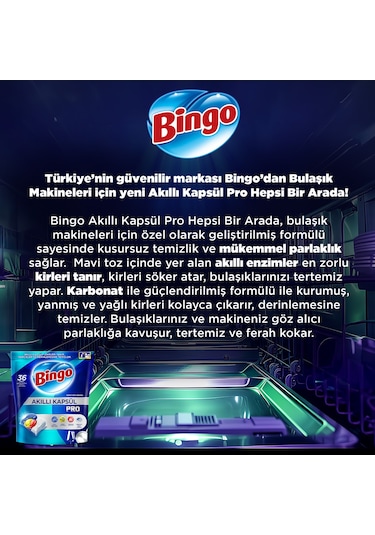 Bingo Akıllı Kapsül Pro Bulaşık Makinesi Deterjanı 2 x 80 Tablet