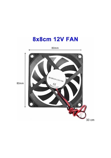 80x80x10 mm. 12V DC Sessiz Fırçasız Motor Super Slim Kare FAN
