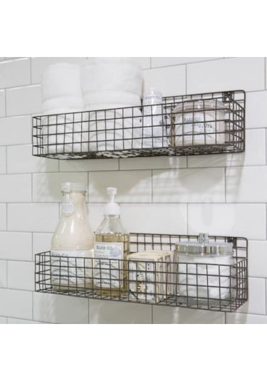 Metal Banyo, Mutfak Rafı 2’Li Set Wd-241 Siyah