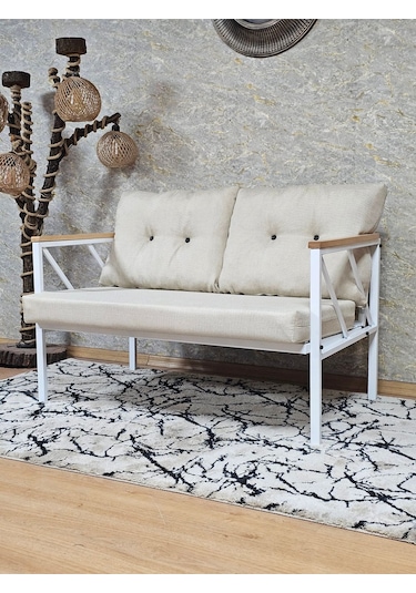 İkili Beyaz Boyalı Bahçe - Balkon - Mutfak Çay Seti Takımı Bahçe 001