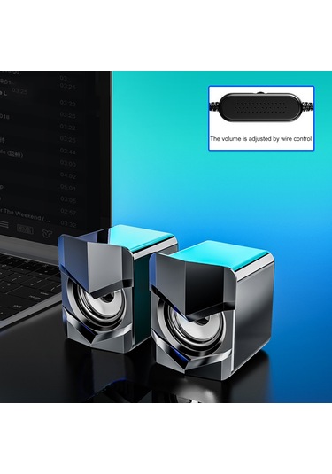 Samdoo V-158 Bilgisayar Hoparlörü - 3.5mm Kablolu Stereo Ses, Usb Besleme, Hıfı Surround, Led Işık, Siyah Desen