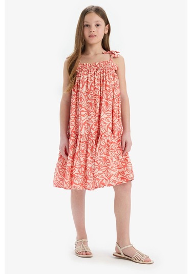 DeFacto 	Kız Çocuk Askılı Çiçek Desenli Yazlık Elbise Y6957A625SMRD188