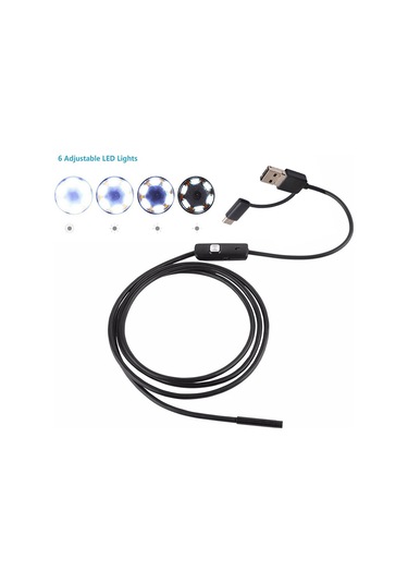 Xiyyadms 7mm Ip67 Su Geçirmez Endoskop - 1m Esnek Kablolu, Usb/type-c Uyumlu, 6 Led Işıklı, Otomobil/ Boru Kontrol Aracı Çok Renkli
