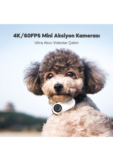 Akaso Snapx 4k/60fps 20mp Wi-fi Mini Aksiyon Kamera,taşınabilir Vücut Kamerası, Giyilebilir Video Ka Beyaz