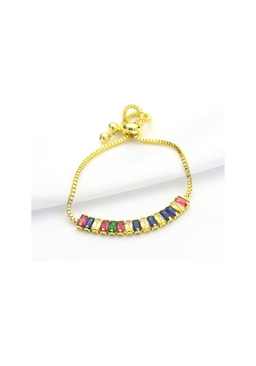 Altın Kaplama Seri Kararmaz Asansörlü Renkli Baget Çelik Bi Gold Altın