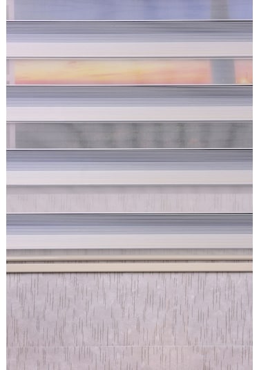 Gri-krem Pliseli Etek Dilimsiz Ds 10658-v9 Zebra Stor Güneşlik Perde