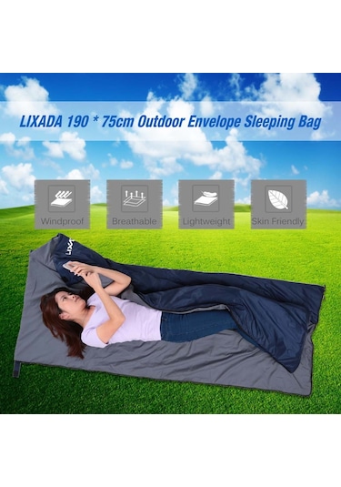 Lixada 190 75cm Kamp Seyahat Açık Zarflı Uyku Tulumu Koyu Mavi