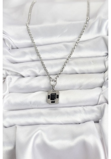 316l Çelik Zincir Gümüş Renk Vintage Model Kadın Kolye Renkli