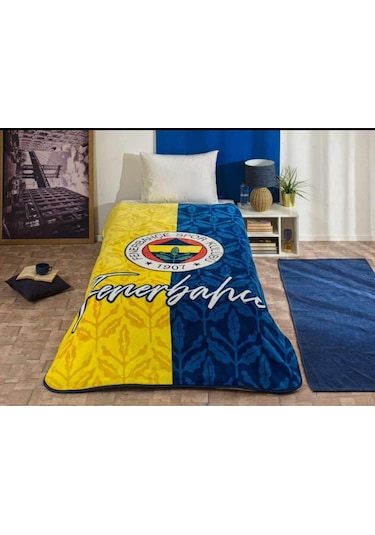 Taç Lisanslı Tek Kişilik Fenerbahçe Sarı Lacivert Battaniye 2025