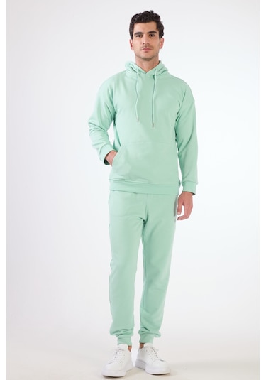 Dufy Mint Yeşili Kapüşonlu Kanguru Cepli Regular Fit Erkek Sweatshirt Mint Yeşili
